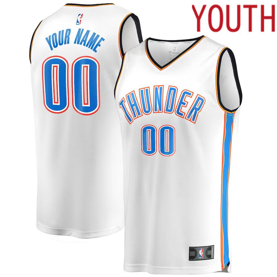 Youth Oklahoma City Thunder Fanatics Branded White Fast Break Custom Replica NBA Jersey->->Custom Jersey